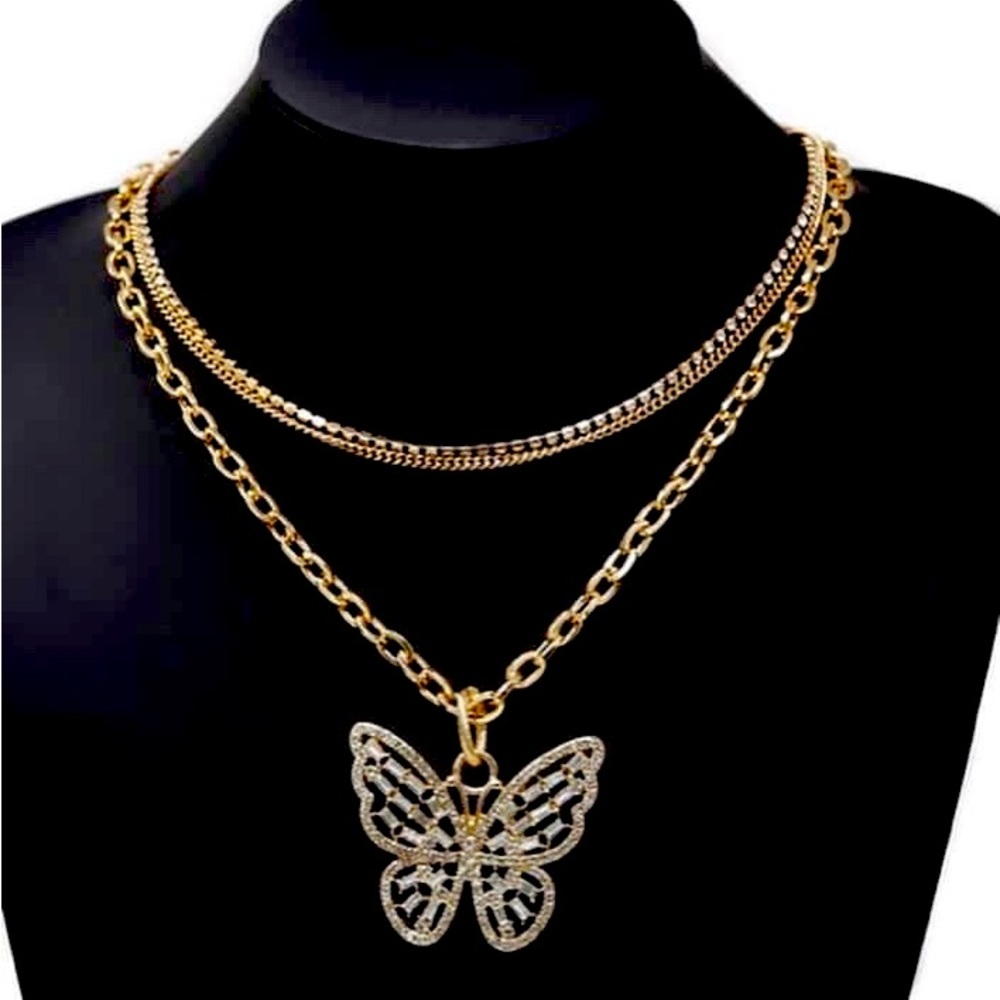 Triple Strand Butterfly Link Chain